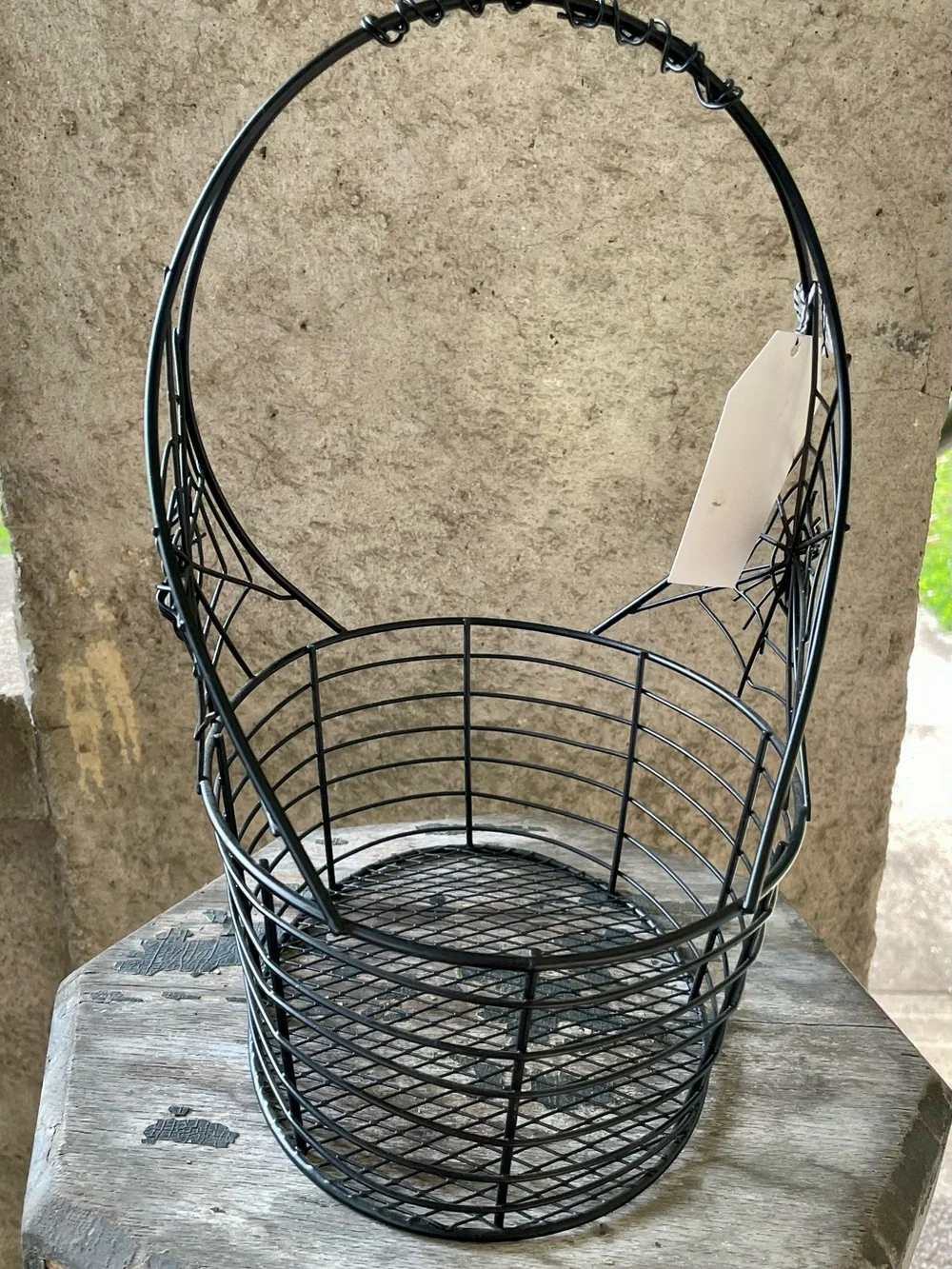 Halloween Party Decor / Wire Basket, Broomstick and Skeleton Wine Goblet (NEW)